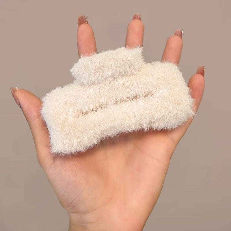 10cm square plush gripper square hair clip 2025 new style back of head shark clip headwear hairpin