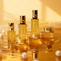Customizable 120ml skincare set bottles - striped glass pump bottles for lotion and serum - direct from the manufacturer
