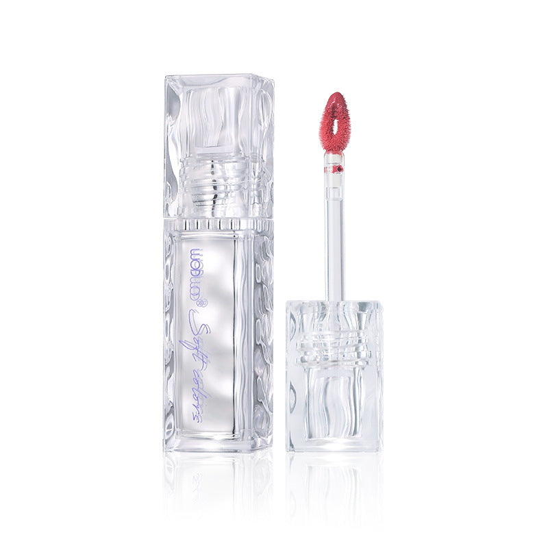 Wodwod mirror light water-permeable color-locking lip glaze clear water-gloss mirror quick-drying film-forming not easy to stick to the cup gray pink lipstick