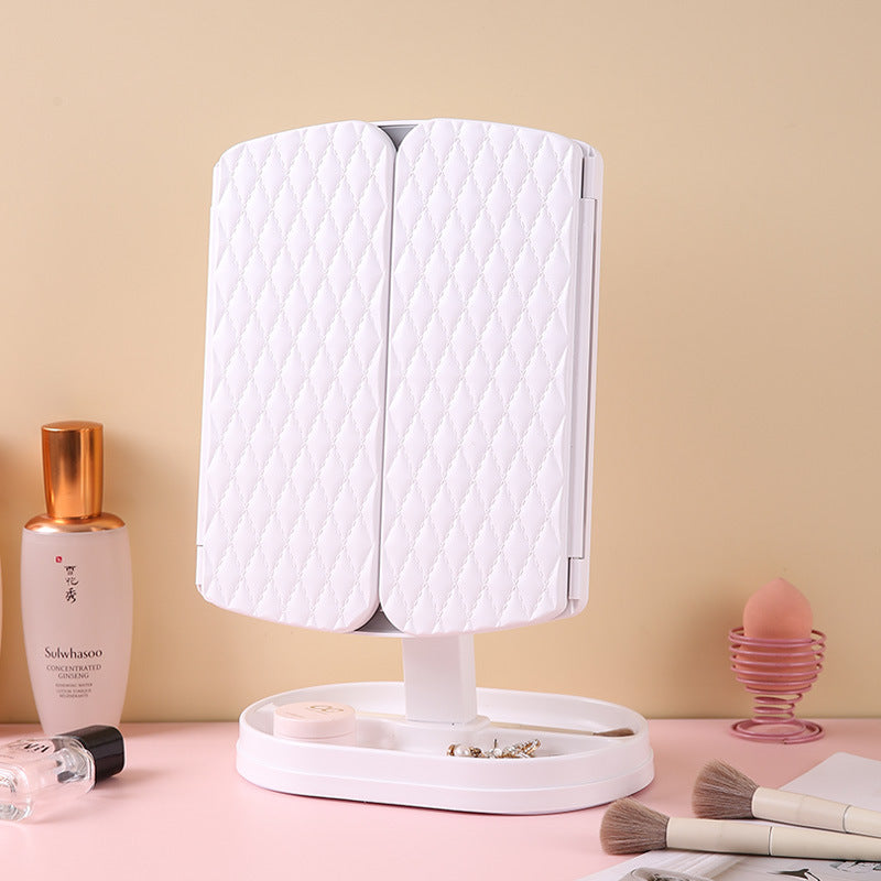 Led makeup mirror with light, rechargeable vanity mirror, desktop rotating fill light mirror, plastic storage, home & living
