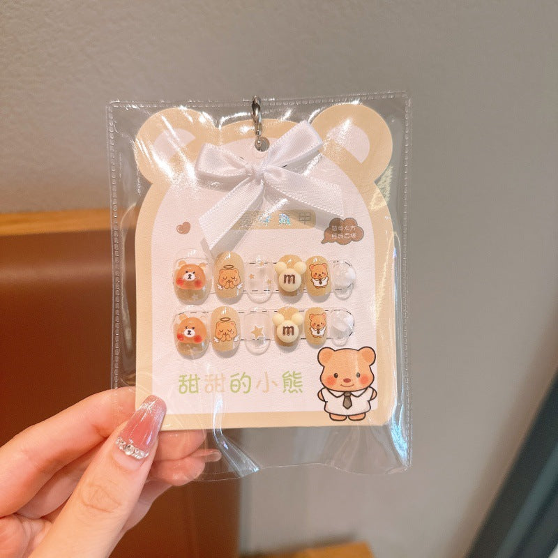 Kids' nail stickers - cute & fun kumi design, waterproof, removable, self-adhesive nail art for girls, perfect for students