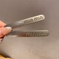 Korean new silver-gray metallic rhinestone letter hair clip - bangs clip, flyaway hair, minimalist chic hair accessory, high-end style