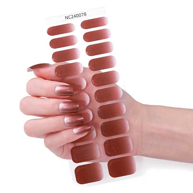 Zhengxiang cross-border new gel nail art stickers onion powder cat eye uv photo light semi-cured nail stickers personalized wholesale