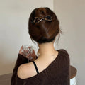 Leather leopard print bows twist clip on the back of the head hair accessories clip classy one-word clip fashion sweet cool hair clip