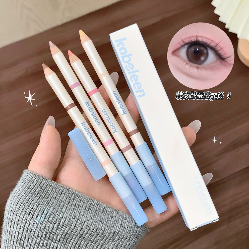 Kobeleen vivid colorful double-ended silkworm pen brightens the bottom to shadow contouring waterproof multi-purpose pen