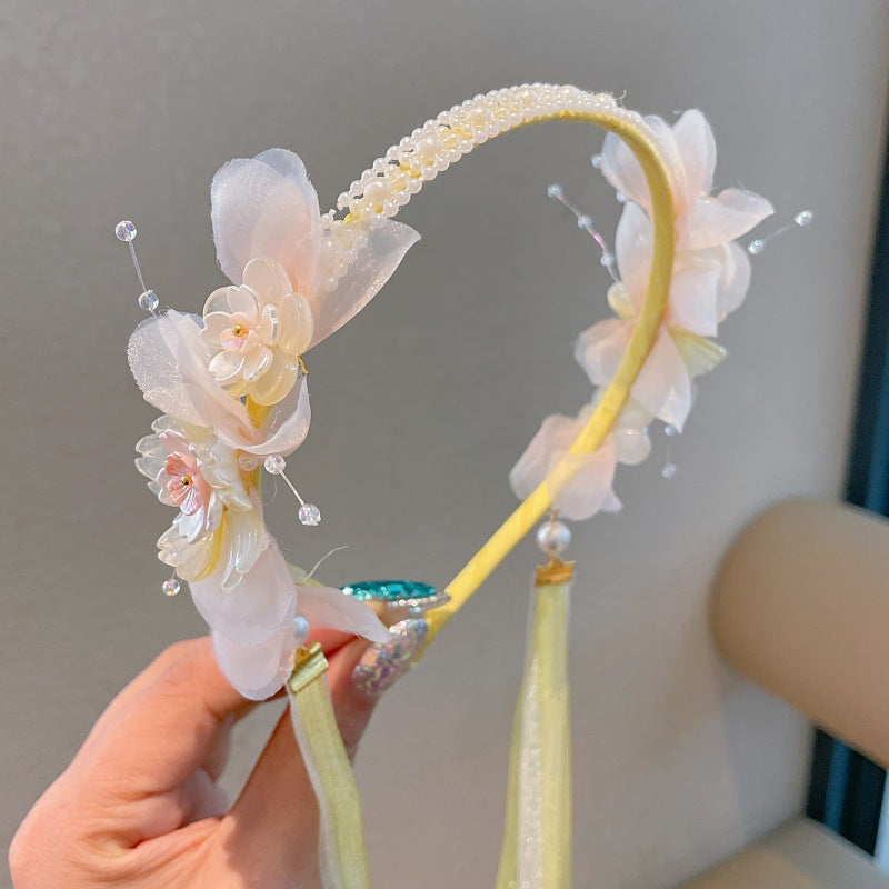 Hanfu headwear kids chinese ancient style elegant hairband girl elegant tassel ancient costume little girl short hair lazy hair accessories
