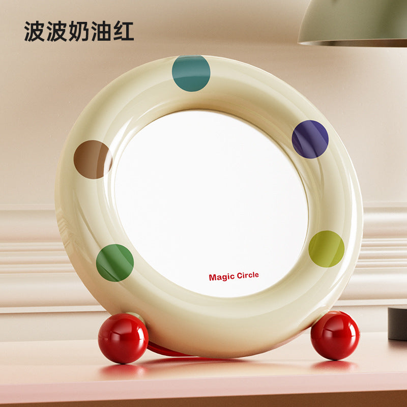 Dopamine desktop makeup mirror - high-definition mirror with plastic stand, bobo mirror, storage, dorm room, home use, glass mirror
