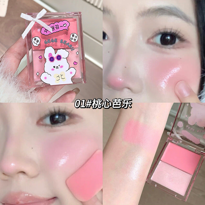 Gege bear water glow blush palette - beginner-friendly, natural nude makeup, enhances complexion, matte rouge