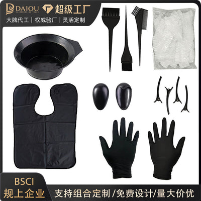Hair dyeing set tools, baking oil hairdressing supplies, disposable set, hair salon gloves, cloth, hair dyeing comb, complete cross-border set