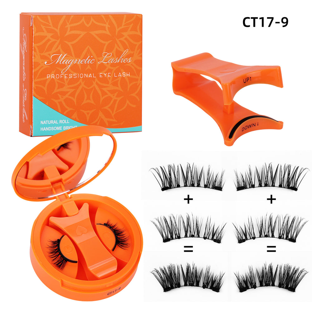 Ready-to-ship orange charm magnetic false eyelashes - all-in-one box. wholesale amazon us & european style dense, small round magnet eyelashes