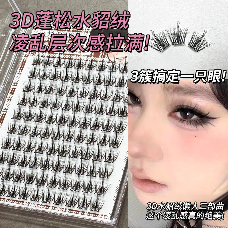 Jonbos glue-free 5d mink faux eyelashes - baby curl, natural bionic, high volume, three-step single cluster lashes