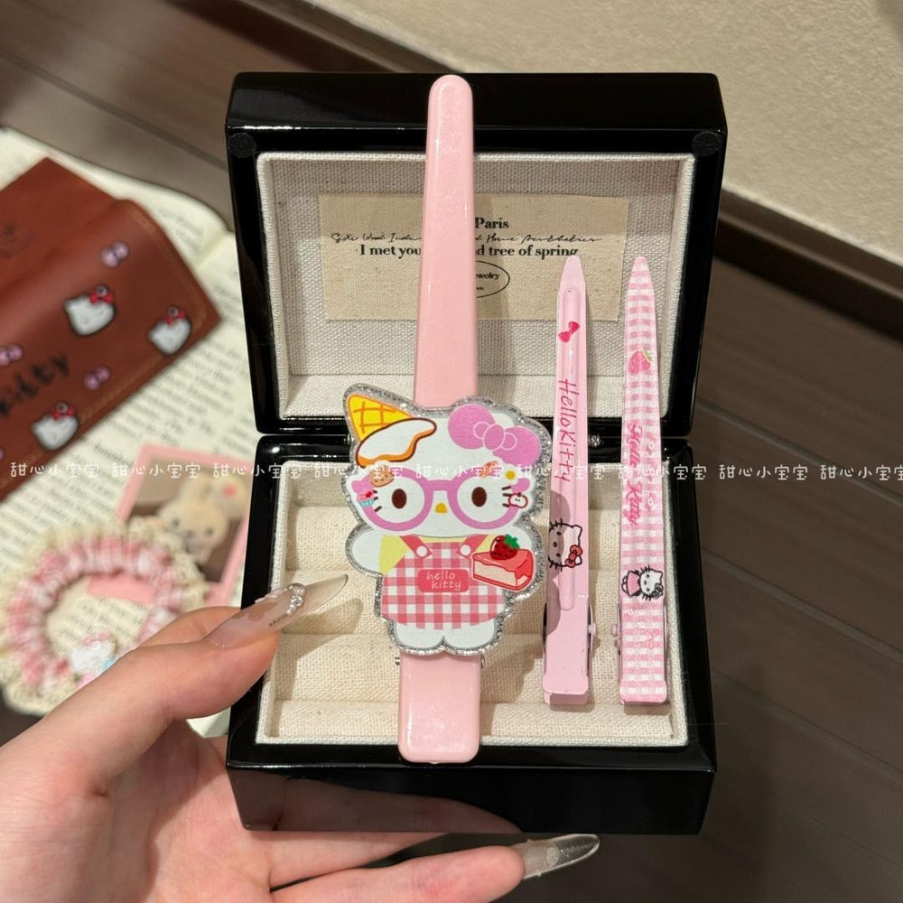 [9-piece set] cute apron glasses cartoon cat student duck clip girl hairpin sweet girl hairpin hair accessories