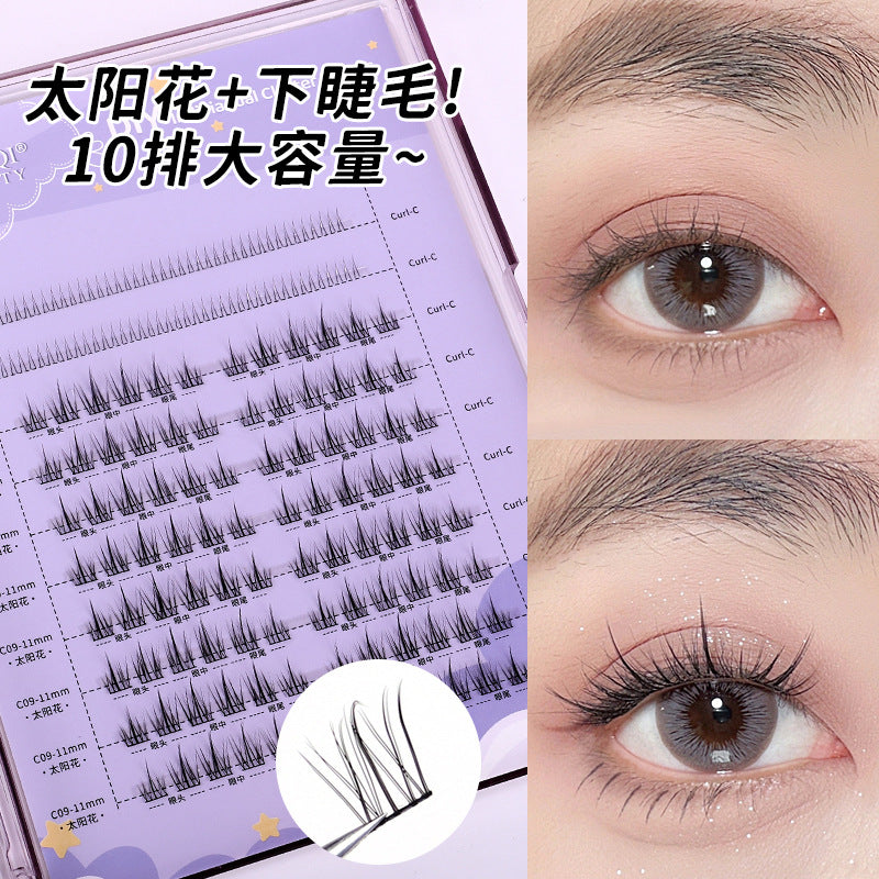 Segmented false eyelashes non-glue diy big devil sunflower eyelashes single cluster cos comic style little devil eye tail