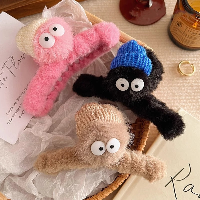 Big-eyed briquettes stuffed gripper female funny back head hairpin furry shark clip new arrivalcutefall and winter headwear