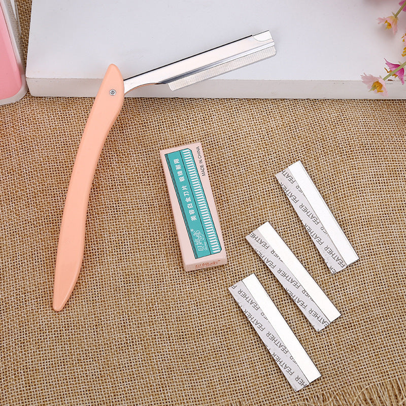 Beauty & makeup tools: betina folding stainless steel eyebrow razor set with 10 blades