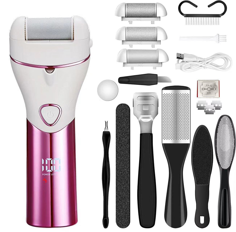 Manso electric foot file - automatic rechargeable callus remover for smooth, beautiful feet - electric foot scrubber & pedicure machine