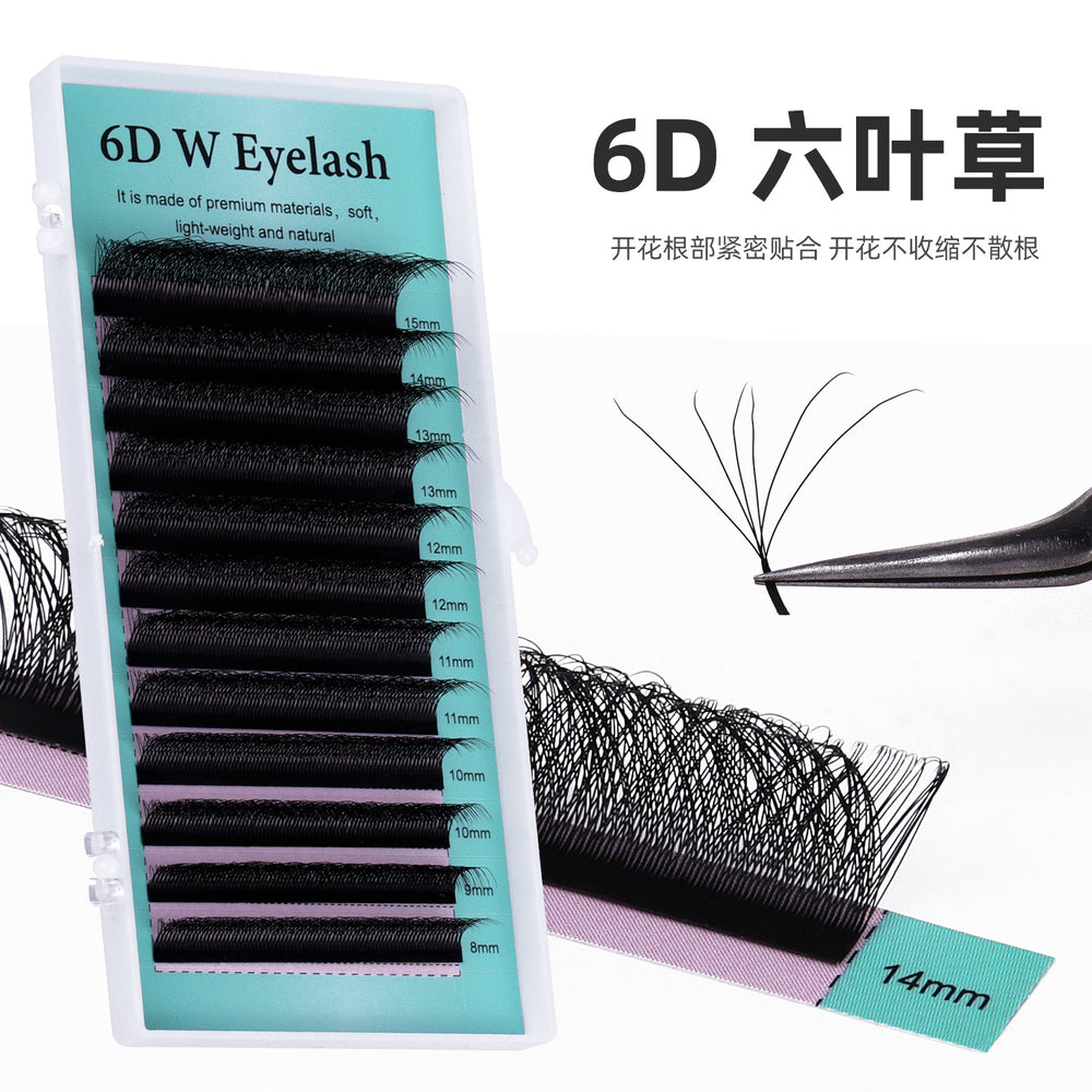 European and american style self-applying eyelash extensions 0.07 black matte d curl soft 6d w shape eye beauty false eyelashes semi-permanent
