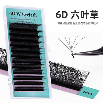 European and american style self-applying eyelash extensions 0.07 black matte d curl soft 6d w shape eye beauty false eyelashes semi-permanent
