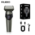 Two-speed electric beard trimmer, fully washable shaver, reciprocating five-blade head, high-power razor for a super clean shave