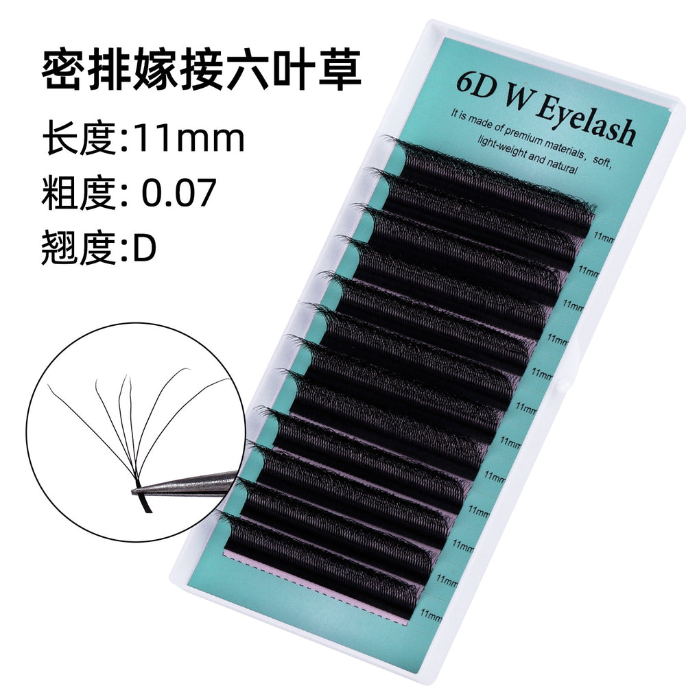 European and american style self-applying eyelash extensions 0.07 black matte d curl soft 6d w shape eye beauty false eyelashes semi-permanent