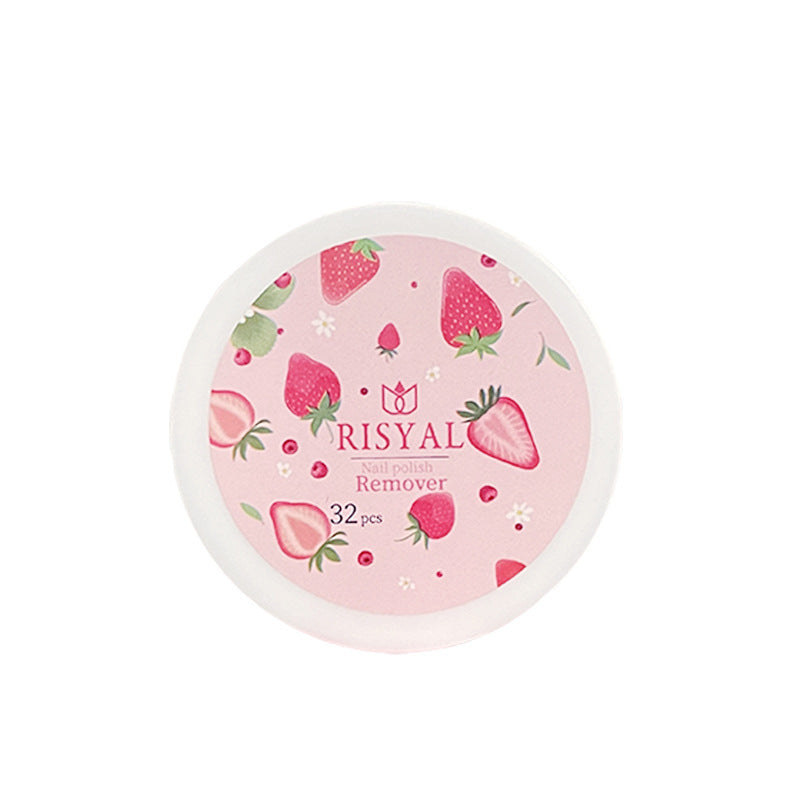 Risyal disposable nail polish remover wipes, 32-count box, gentle on natural nails, fruit-scented nail polish remover pads, manicure cleansing wipes