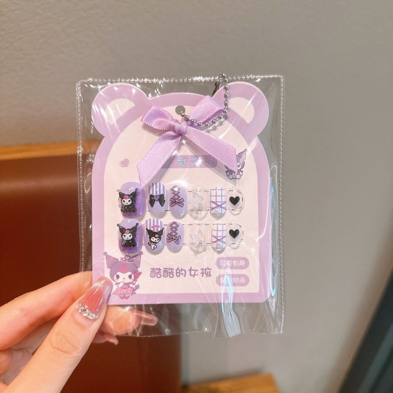 Kids' nail sticker set - cute princess designs, removable hard false nails, nail art for girls, adorable cartoon gifts for women