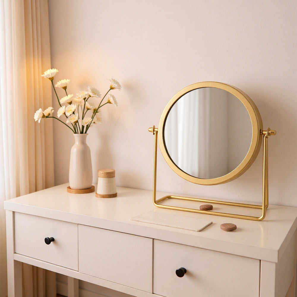 Desktop single-sided student dormitory desktop makeup mirror for home iron storage home standable glass mirror dressing table
