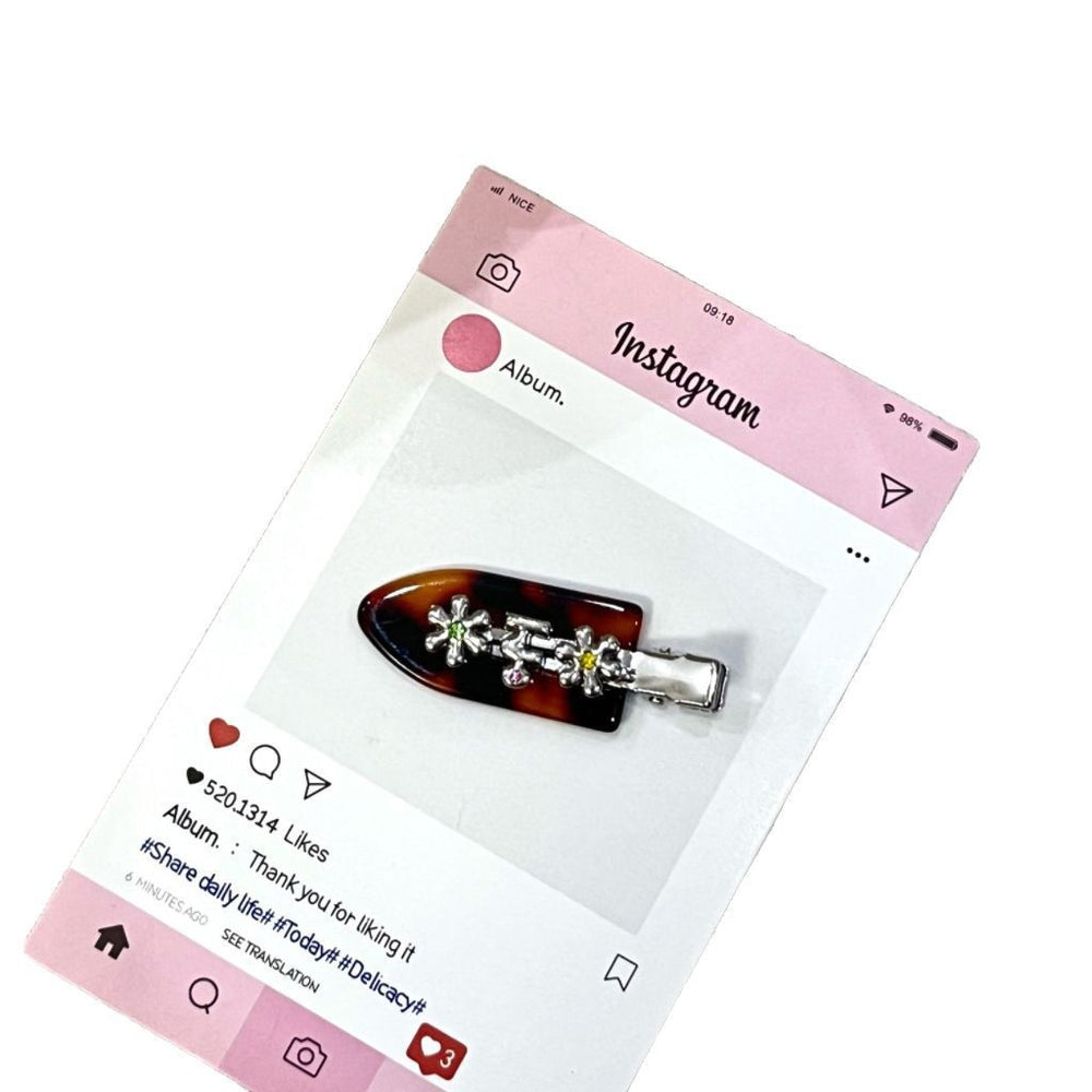 New arrivalk-style small flower metal edge clip seamless acetate duckbill clip bangs clip cute hair accessories hairpin hair root