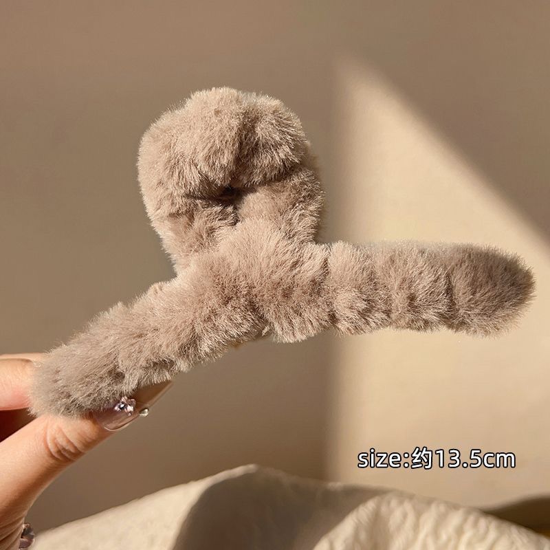 Korean color 11cm hair accessories cross plate hair grab shark clip kids imitation rabbit stuffed back of head hair clip grab clip