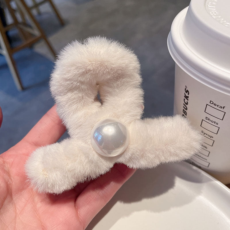 Fall and winter imitation rabbit fur stuffed hair clip for women new arrivalclassy back of head hair clip accessible luxuryeasiest for match headwear hair accessories