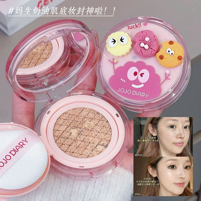 Jojo diary lucky cookie cushion bb cream - concealing, long-lasting, seamless finish, transfer-resistant, student-friendly foundation