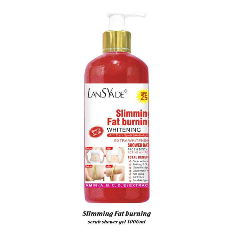 English body wash 1000ml scrub shower gel brightens skin, removes blackness, silky skin, rich foam, exfoliates