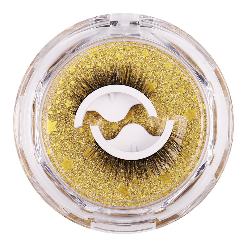 2 pairs of glue-free false eyelashes, one piece, european and american thick small round box, black stem eyelashes, temperature-sensitive self-adhesive replacement strips