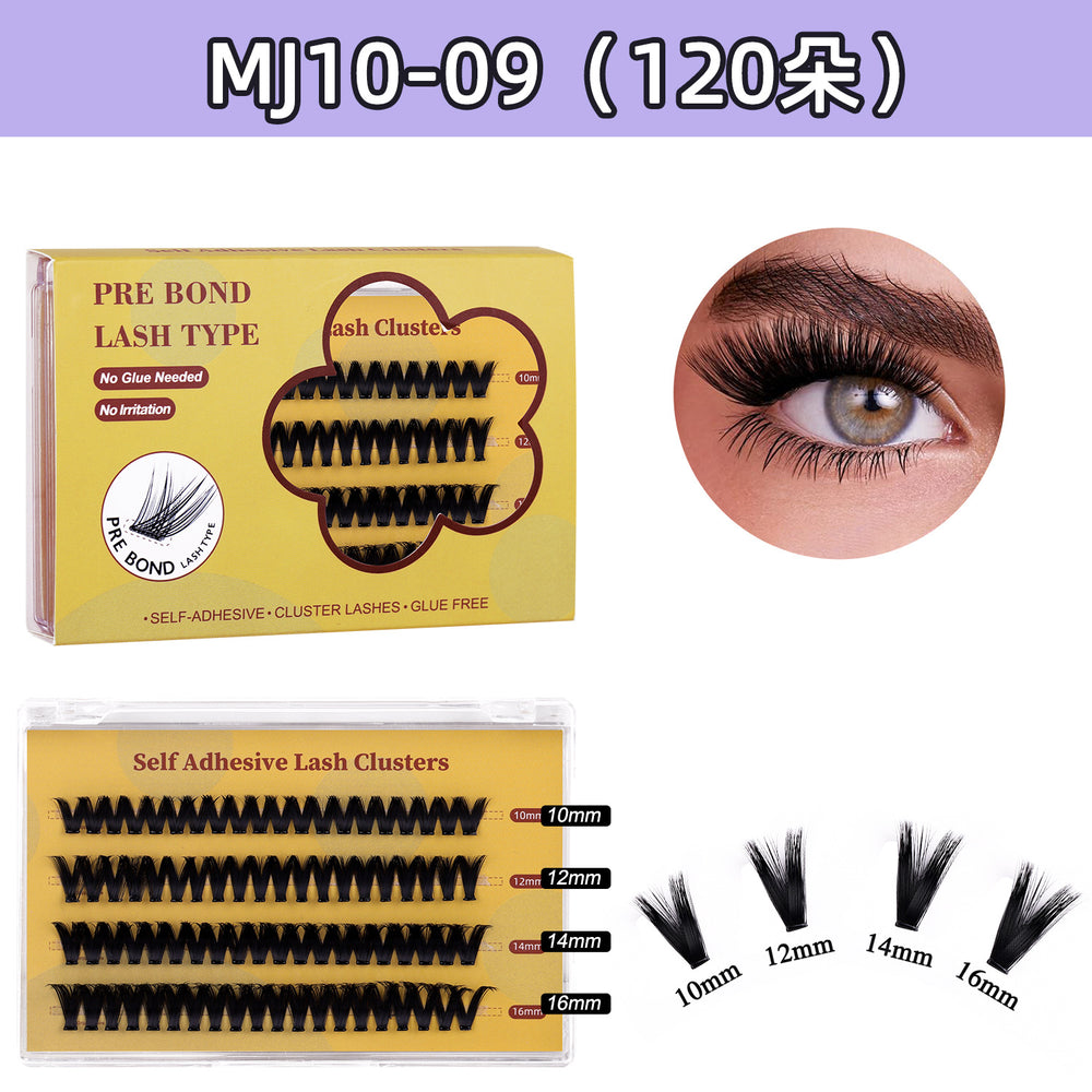 Export style segmented glue-free false eyelashes 10 rows of hard stems thick and thick hair european and american glue-free glue set curling
