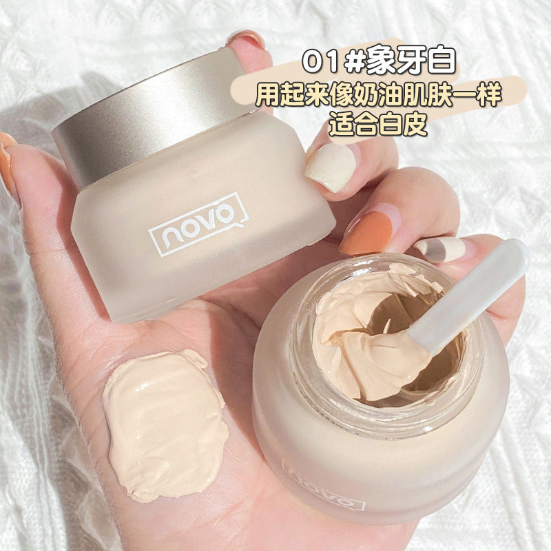 Novo zhencai soft light liquid foundation waterproof sweatproof concealer long-lasting non-removing makeup moisturizing and modifying skin color powder bottom cream