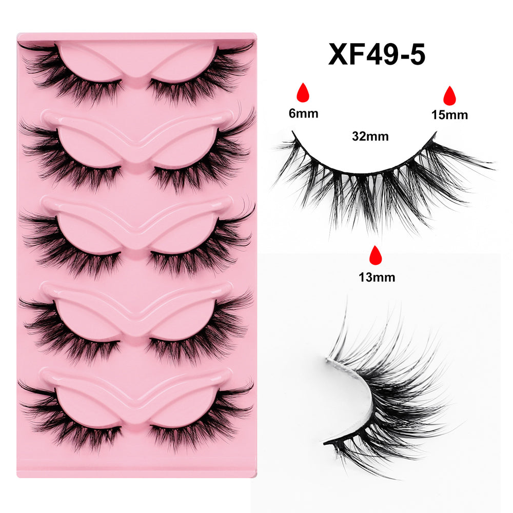 Pingdu 10 pairs of hard stem fake eyelashes, a whole strip of rabbit grandma's whole cluster of eyelashes, glue style, special for makeup artists