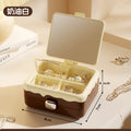 Portable jewelry box mirror organizer - plastic mini home storage jewelry case with glass mirror