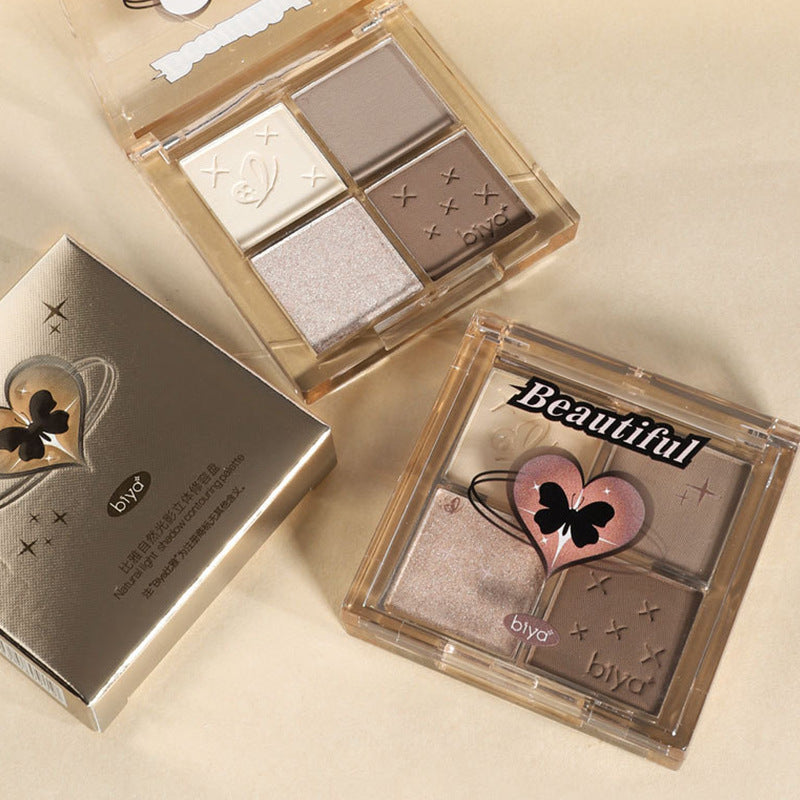 Biya four-color contouring palette, contouring powder, highlight shadow, matte silhouette, nose shadow, contouring and highlight all-in-one palette