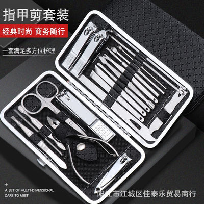 19-piece nail care set - complete stainless steel nail clipper kit with cuticle nippers, earwax removal tool, and manicure tools for ingrown toenail treatment
