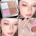 Famoty four-color highlighting palette: shimmering, dazzling, and dimensional - perfect for highlighting, contouring, and creating a radiant under-eye glow