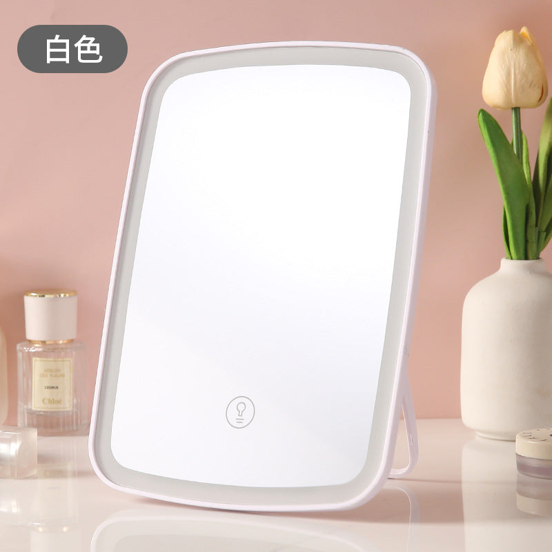 Led makeup mirror with light, storage, and fill light - vanity mirror for dorm, home, desktop, glass, and household use - led mirror