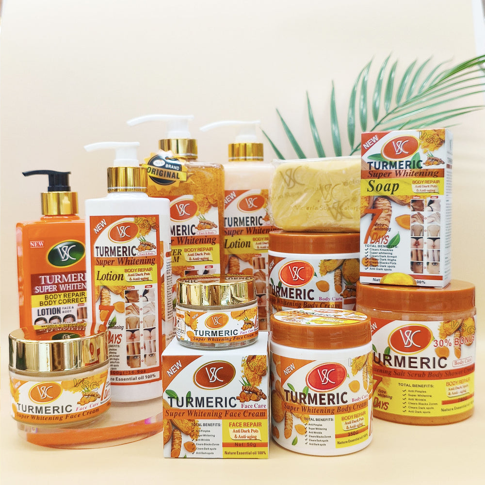 foreign trade turmeric skin care series essence liquid facial cream body lotion scrub wholesale foreign trade