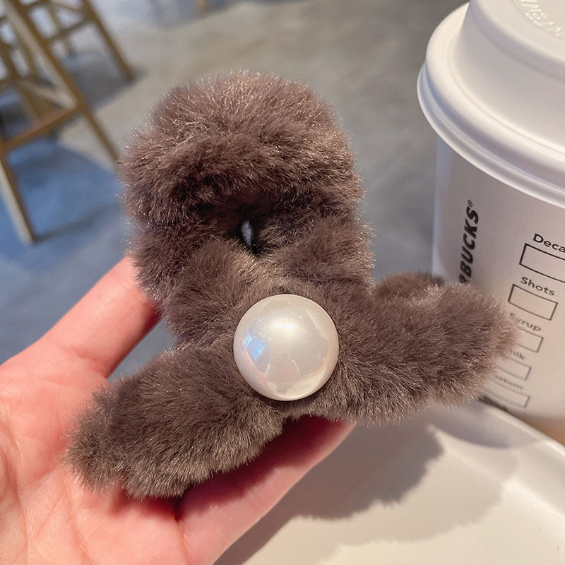 Fall and winter imitation rabbit fur stuffed hair clip for women new arrivalclassy back of head hair clip accessible luxuryeasiest for match headwear hair accessories