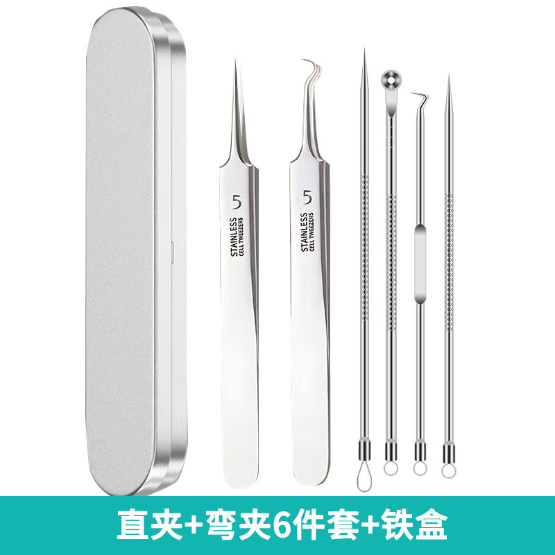 Factory direct stainless steel blackhead remover kit - includes ultra-fine tweezers, blackhead extractor, and acne pimple popping tool