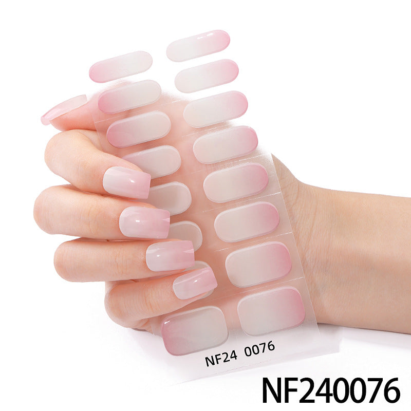 Zhengxiang custom gel nail art stickers waterproof uv light therapy nail polish film ins semi-cured nail stickers wholesale