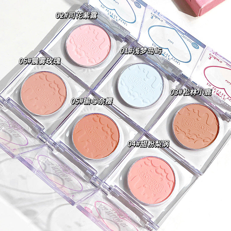 Makeup xixi tea peach heart single color blush expansion and contraction color matte nature to enhance complexion contouring blush palette