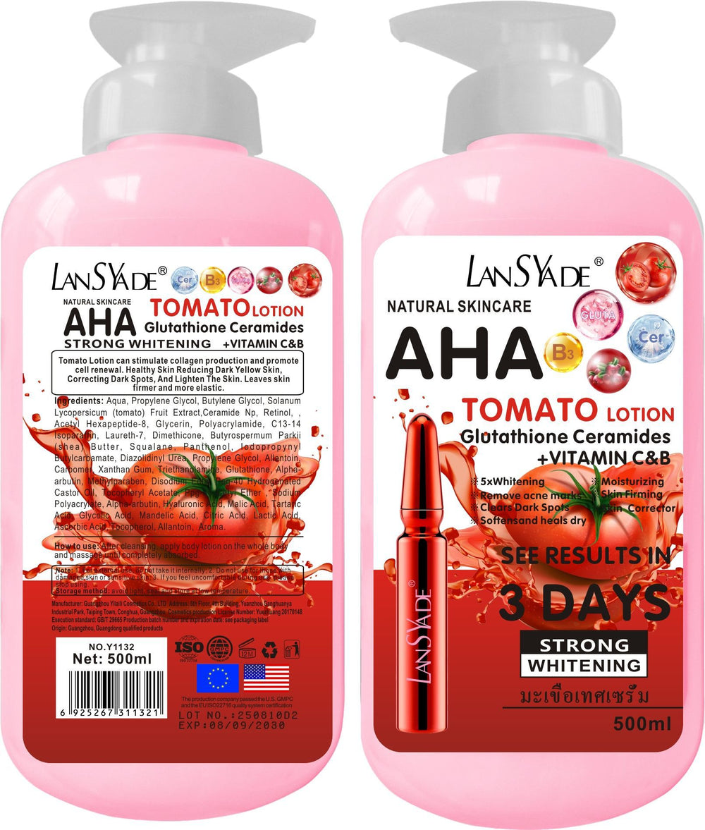 aha fruit acid tomato body lotion containing vitamin c&b niacinamide brightening and moisturizing body lotion 500ml
