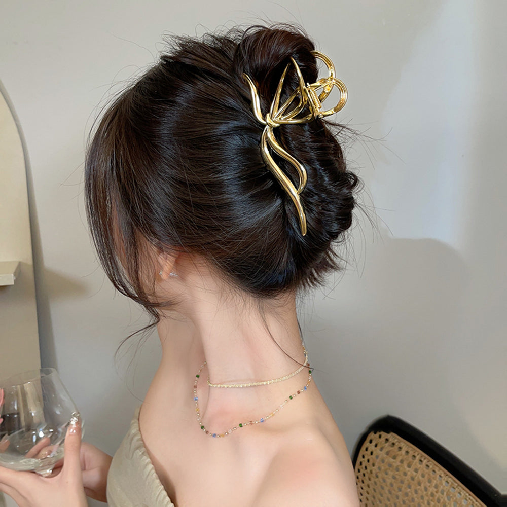 Ins cold style butterfly metal elegant hair clip for women spring and summer classy shark clip hair volume and back of head gripper