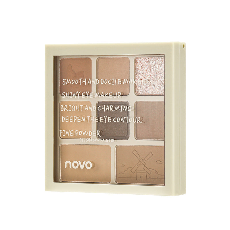 Novo eight-color eyeshadow palette - shimmer, fine glitter, crushed diamond, natural matte, contour, highlight, blush all-in-one palette - wholesale cosmetics
