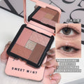 Sweet mint five-color eyeshadow palette - shimmer, matte, highlight, and contour all-in-one - beginner-friendly earth tone eyeshadow